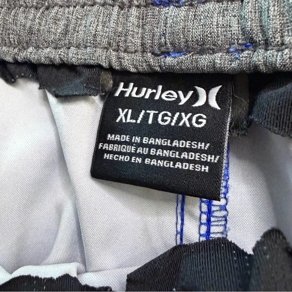 Hurley Blue Swim Trunks Mens XL Water Print Board Shorts Elastic‎ Waist Surf